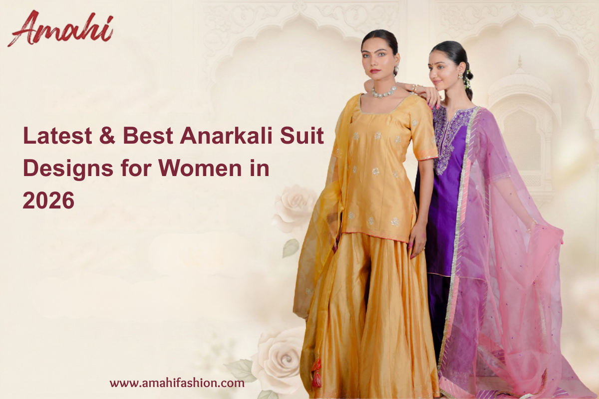 An Anarkali suit embodies royal elegance with its flowing silhouette and intricate detailing. It perfectly blends tradition and contemporary style for a timeless look.