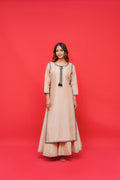 Pure chanderi silk kurtie with sharara set pure black hand  embroidery