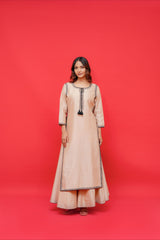 Pure chanderi silk kurtie with sharara set pure black hand  embroidery
