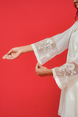 upada silk top n bottom sleeves with resham Dabka hand embroidery touch or organza