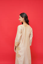 Pure chinia silk kurtie pant set with kacha gotta pati hand Embrodiray highlight with Dabka work