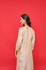 Pure chinia silk kurtie pant set with kacha gotta pati hand Embrodiray highlight with Dabka work