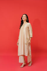 Pure chinia silk kurtie pant set with kacha gotta pati hand Embrodiray highlight with Dabka work