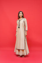 Pure chanderi silk kurtie with sharara set pure black hand  embroidery