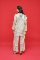 Pure Chiniya silk fabric highlight work Threads n kardhana work