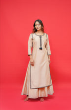 Pure chanderi silk kurtie with sharara set pure black hand  embroidery