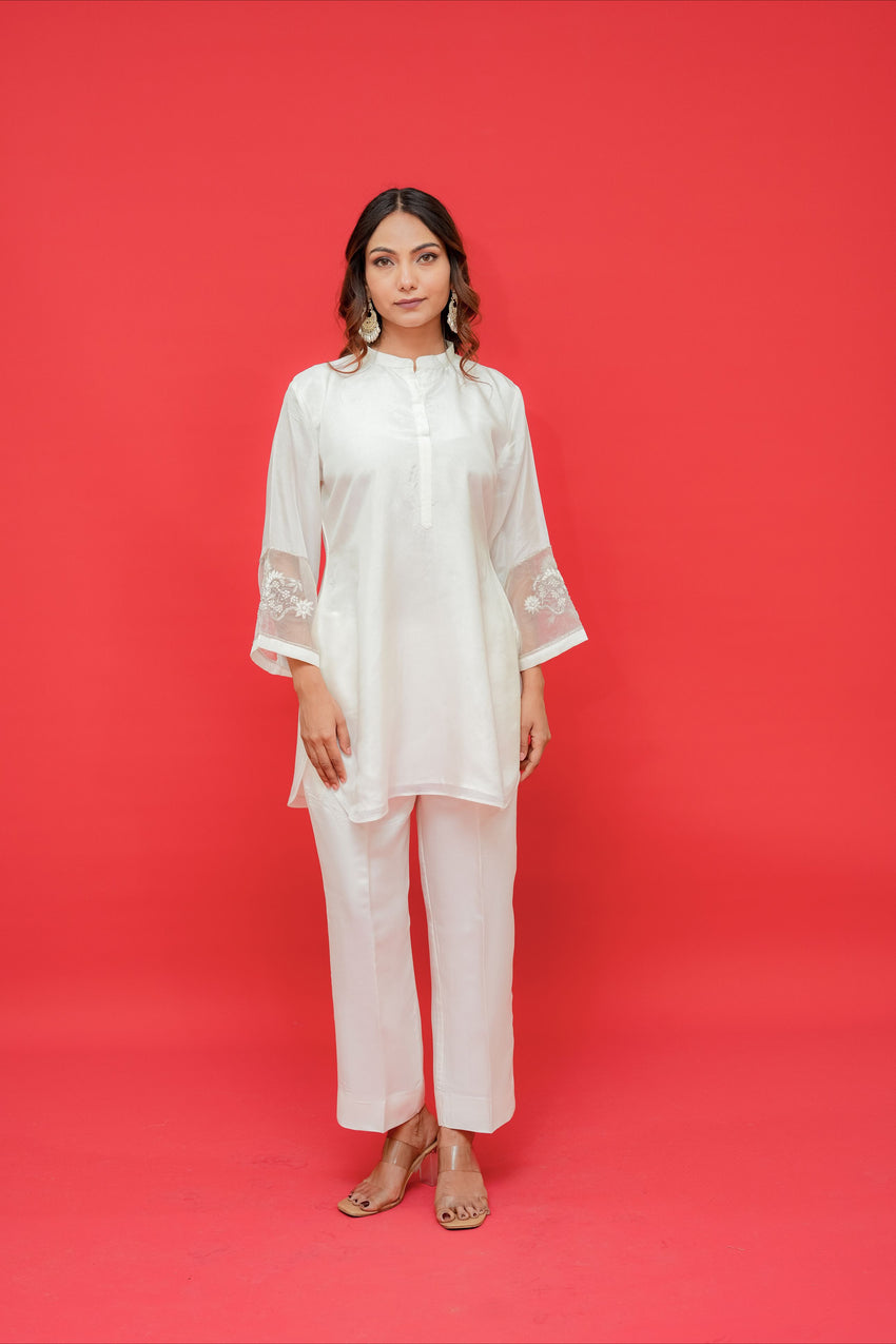 upada silk top n bottom sleeves with resham Dabka hand embroidery touch or organza