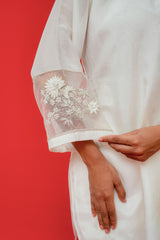 upada silk top n bottom sleeves with resham Dabka hand embroidery touch or organza