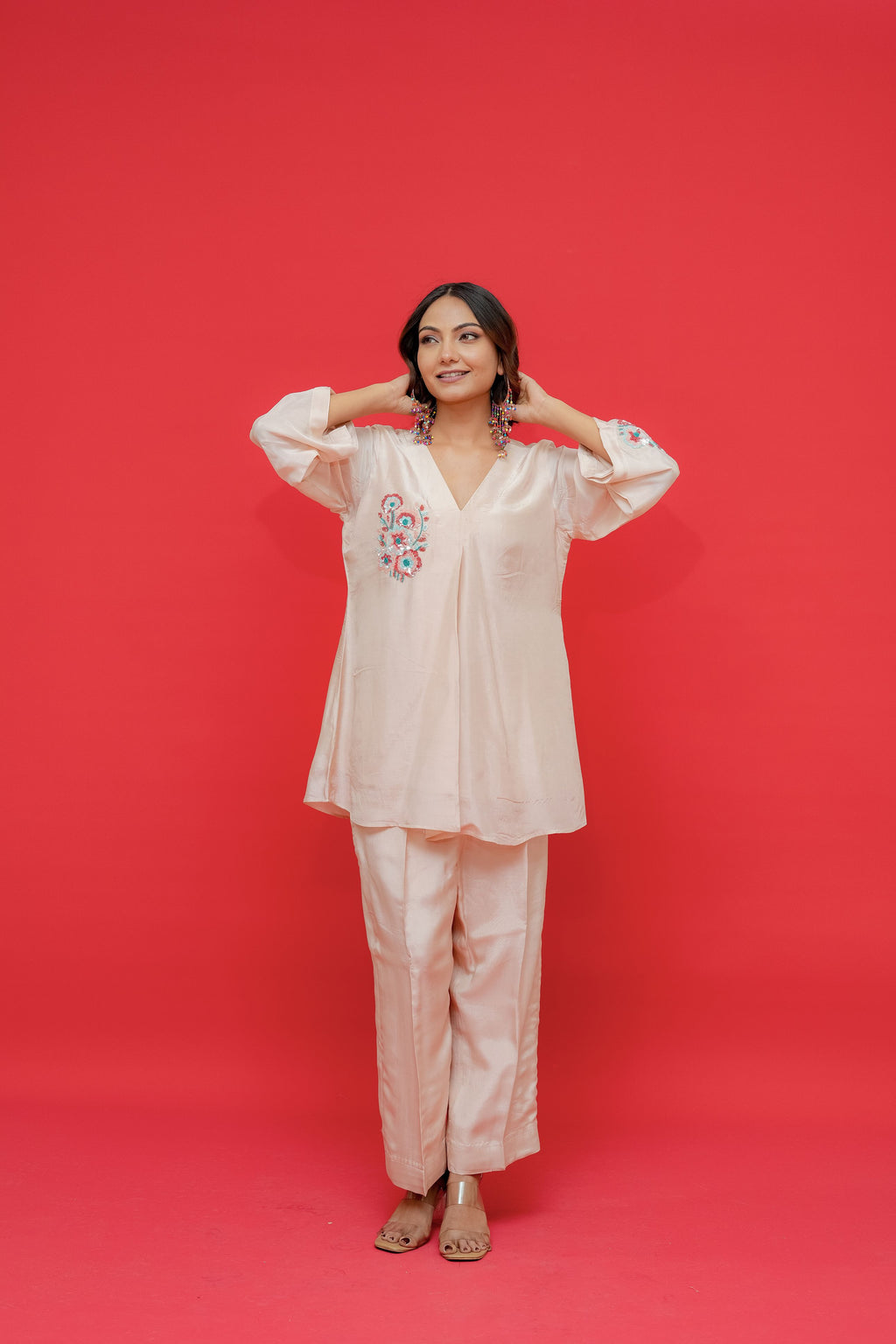 Opada silk top and bottom  Work sequence hand Embrodiray