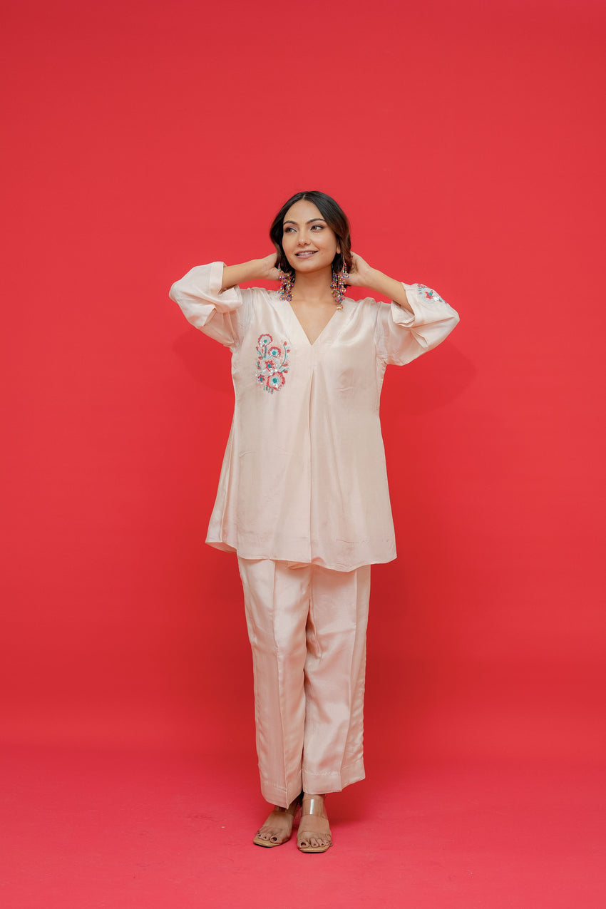 Opada silk top and bottom  Work sequence hand Embrodiray