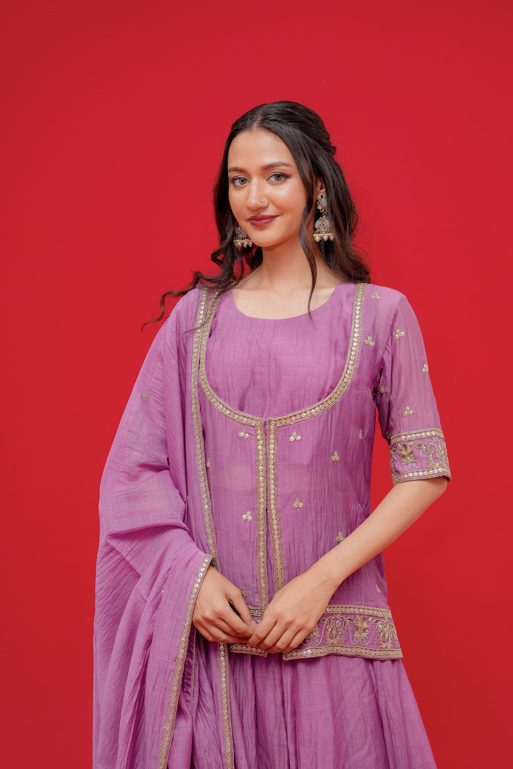 Pure mul chanderi with  Hand Embrodiray  Choli pattern  Duppta