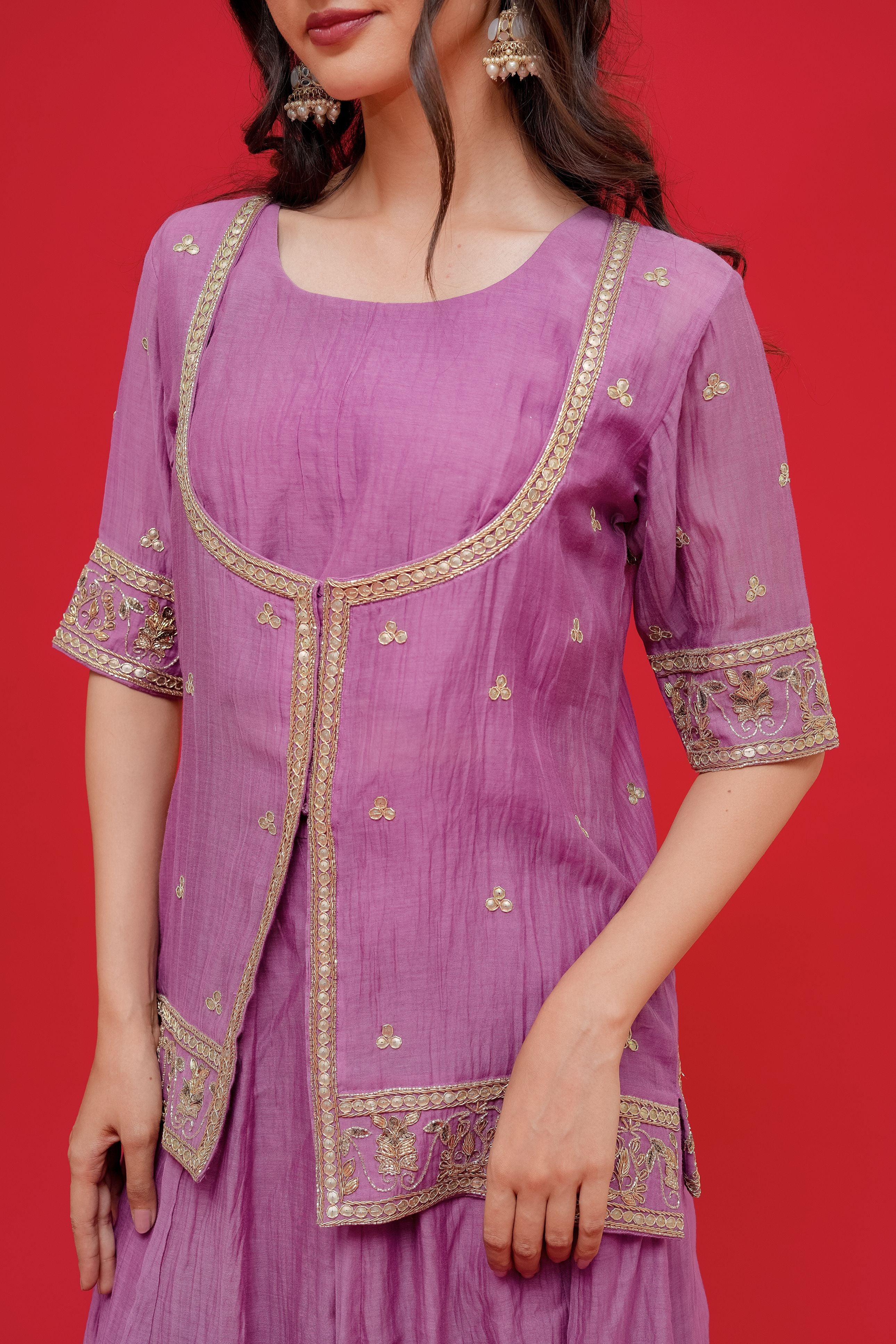 Pure mul chanderi with  Hand Embrodiray  Choli pattern  Duppta