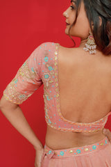 Pure tissue silk Lehenga blouse with  Organza Dupatta  Kachi gottapati work