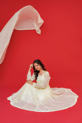 Anar kali  Pure mul chanderi  With hand embroidery