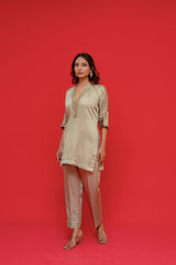 Pure Linen satin with hand  embroidery