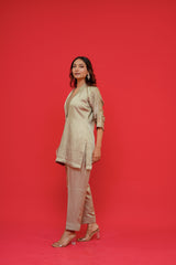 Pure Linen satin with hand  embroidery