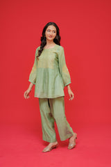 Pure mul chanderi top n bottom hand Embroidery