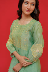 Pure mul chanderi top n bottom hand Embroidery