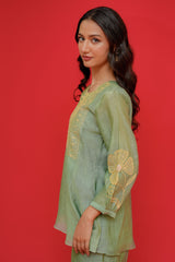 Pure mul chanderi top n bottom hand Embroidery