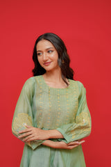 Pure mul chanderi top n bottom hand Embroidery