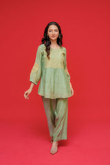 Pure mul chanderi top n bottom hand Embroidery