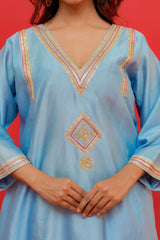 Pure silk  Chanderi Pure hand Embroidery marori work