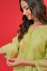 Mul  Chanderi with patch work hand  Embroidery