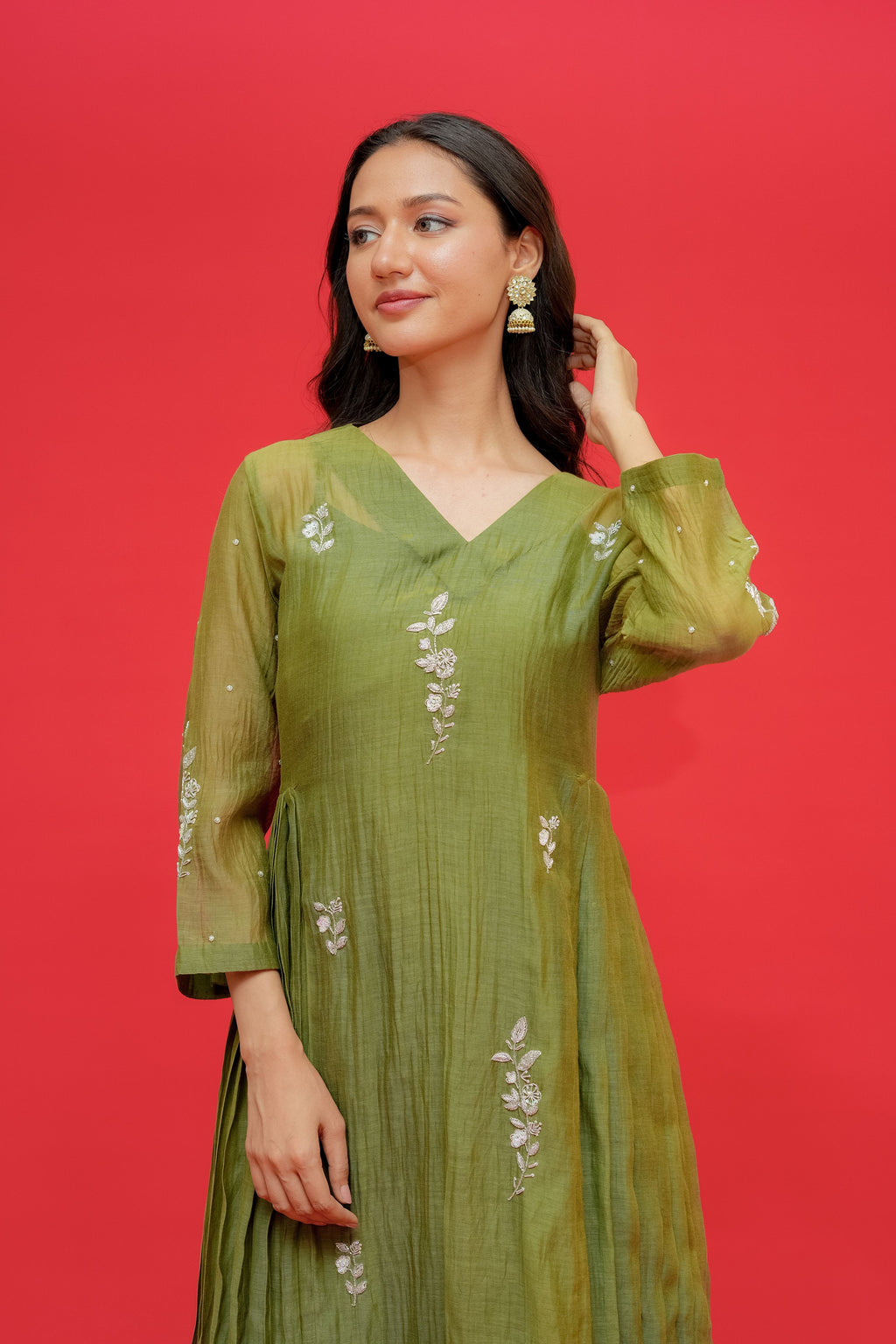 Suit  Mul  Chanderi Hand  Embroidery