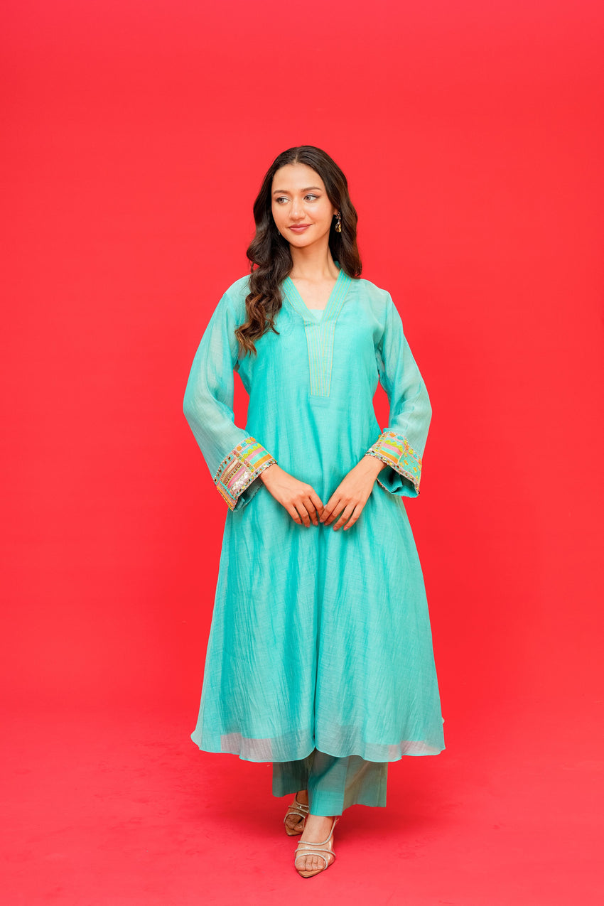 Mul chanderi set Compelet  Selves Compelet hand  Embroidery