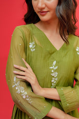 Suit  Mul  Chanderi Hand  Embroidery