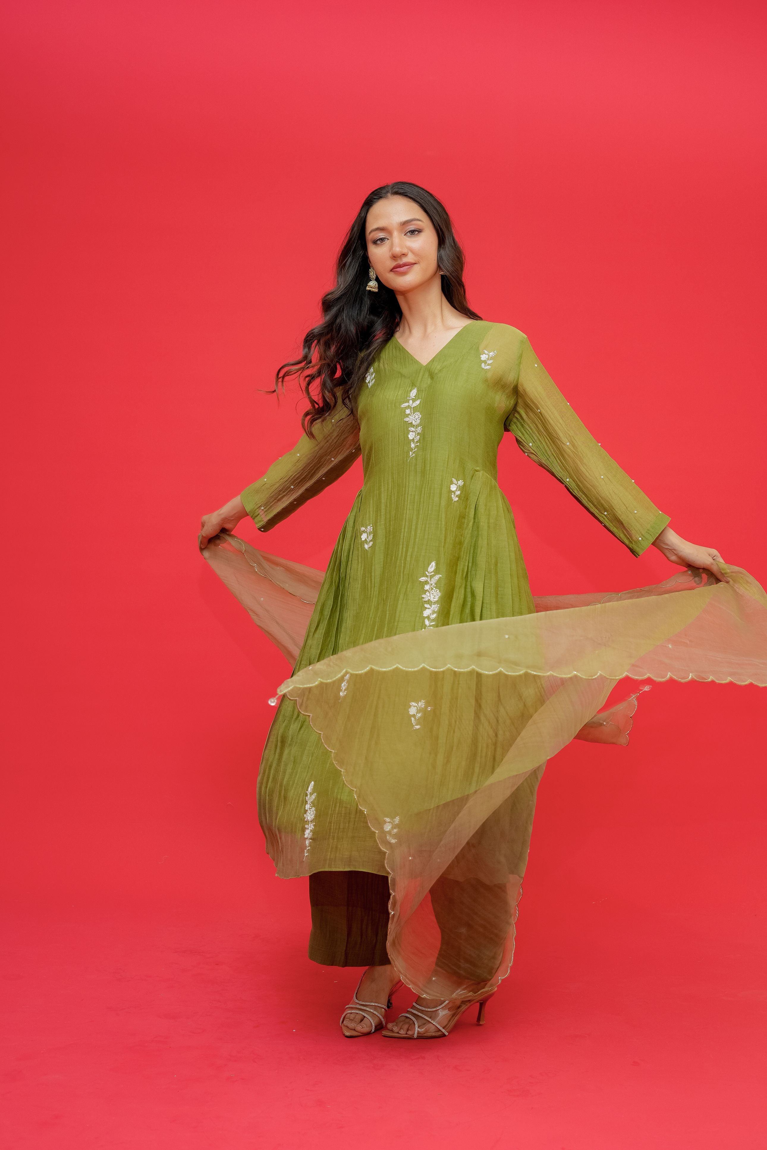 Suit  Mul  Chanderi Hand  Embroidery