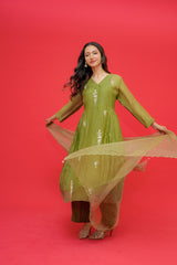 Suit  Mul  Chanderi Hand  Embroidery