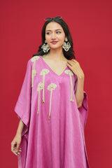 Linen Satin Pure pearl hand   embroidery