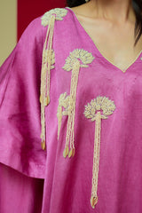 Linen Satin Pure pearl hand   embroidery