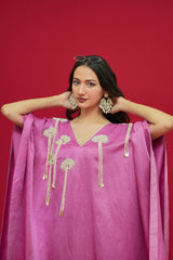 Linen Satin Pure pearl hand   embroidery