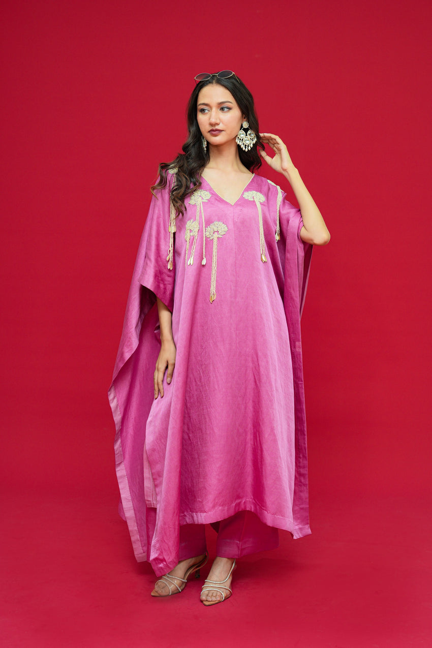 Linen Satin Pure pearl hand   embroidery