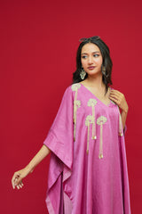 Linen Satin Pure pearl hand   embroidery