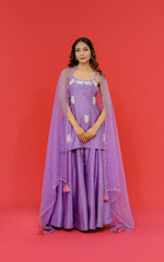 Silk sharara set with pure organza dupatta Complete hand Embroidery