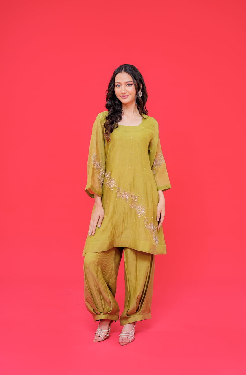 Pure mul chanderi kurti with Najmin salwar handwork - pure Dabka hand Embroidery
