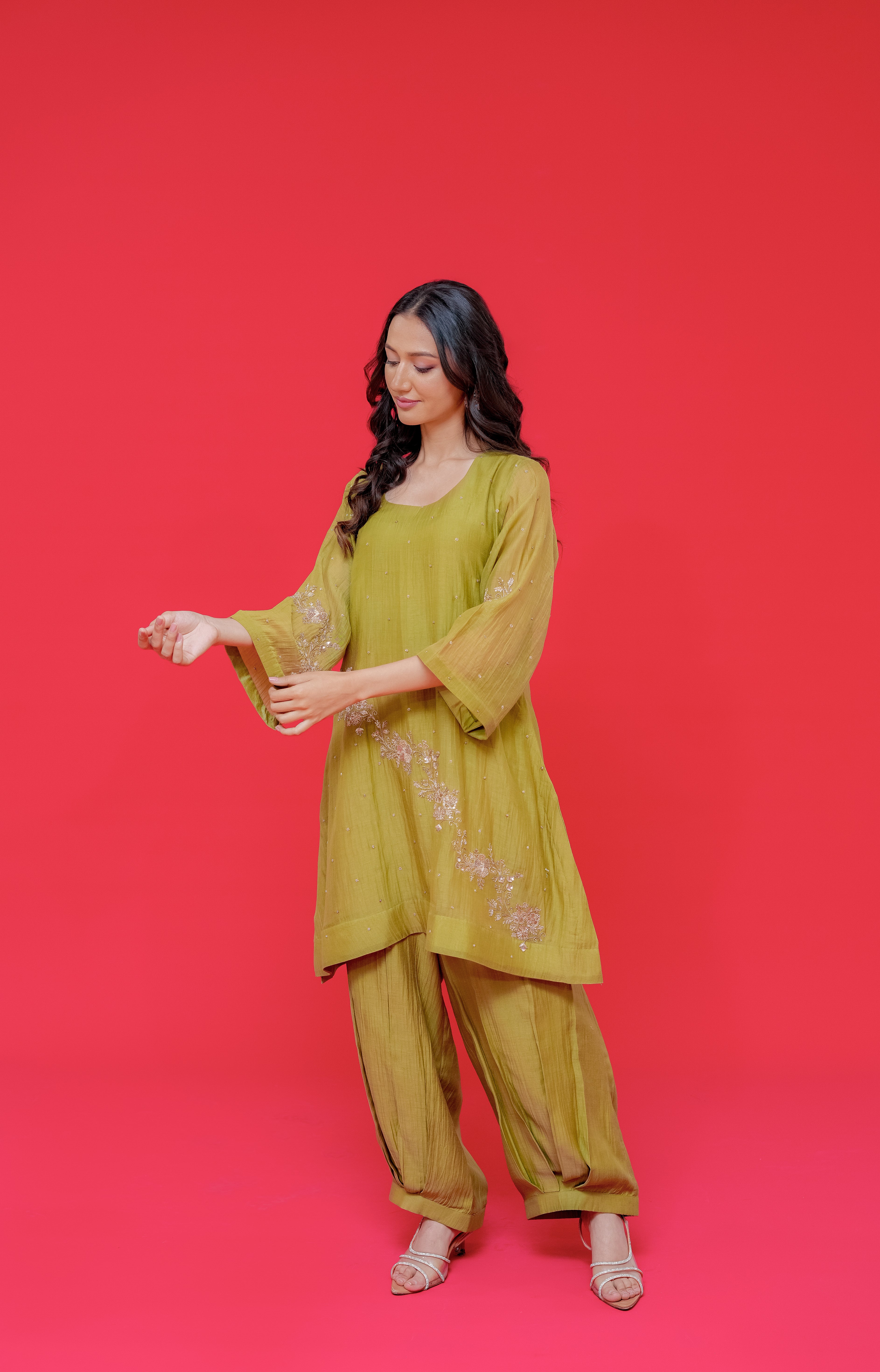 Pure mul chanderi kurti with Najmin salwar handwork - pure Dabka hand Embroidery