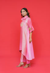 Pure bhagalpuri silk kurti plazo set with resham hand Embroidery highlight with sequence or dabka work