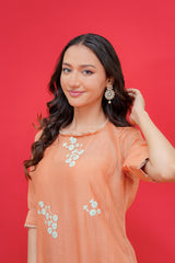 Pure mul Chanderi kurtie or pant Thread hand Embroidery