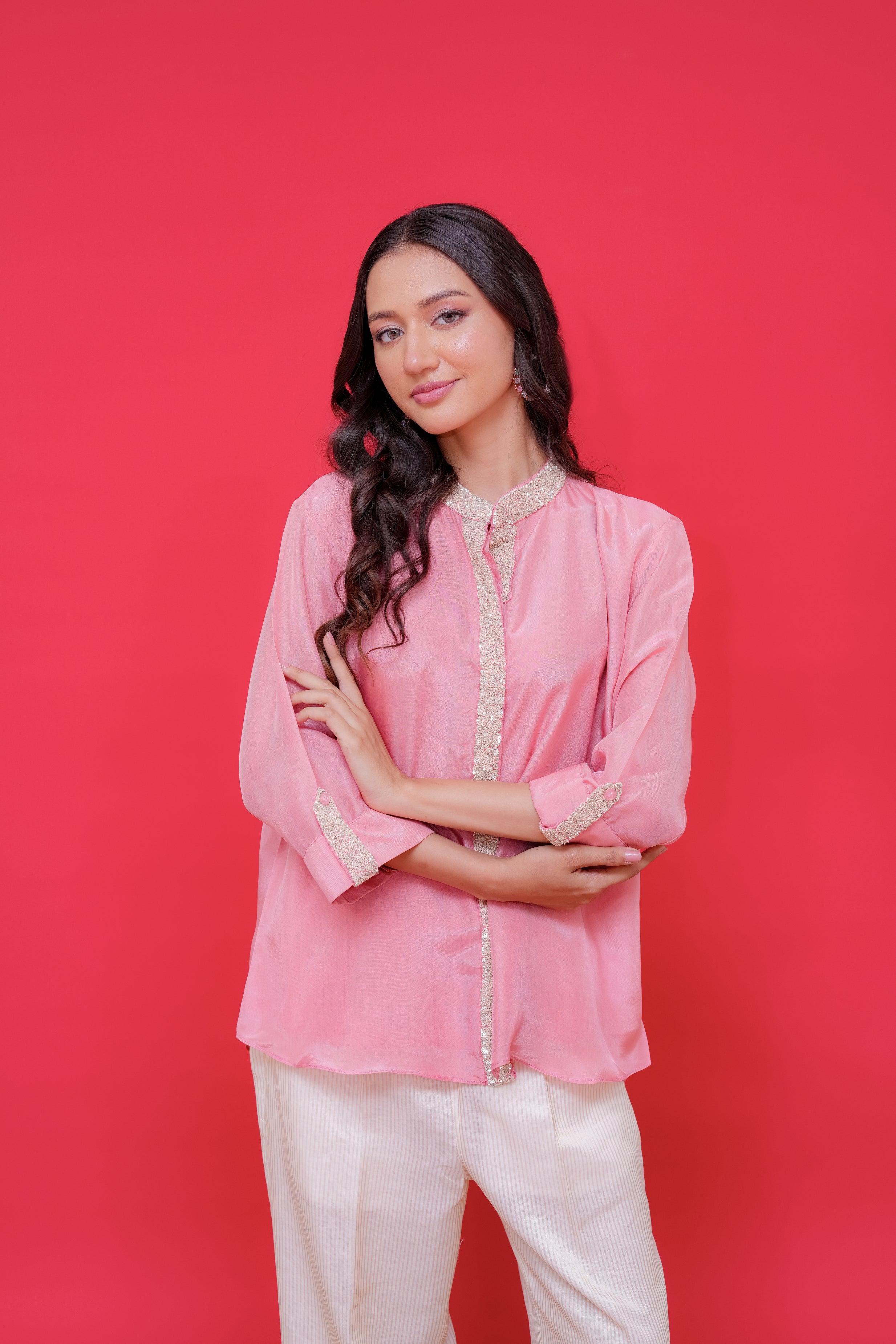 upada silk kurti bottom tissue golden lining neck highlight with kardhana hand Embroidery