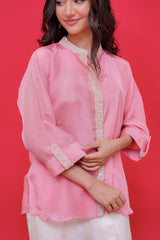 upada silk kurti bottom tissue golden lining neck highlight with kardhana hand Embroidery