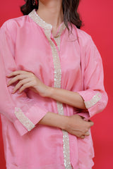 upada silk kurti bottom tissue golden lining neck highlight with kardhana hand Embroidery