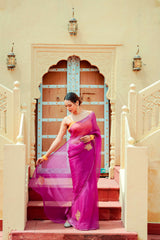 Organza Noor Hand-Embroidered Saree Set