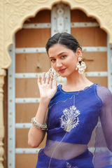 Pure orgnza Handwork zari work raw silk blouse