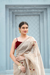 Pure Tissue saree velvet blouse