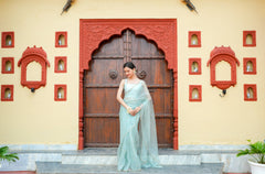 Pure orgnza saree with Dabka hand work