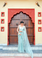 Pure orgnza saree with Dabka hand work